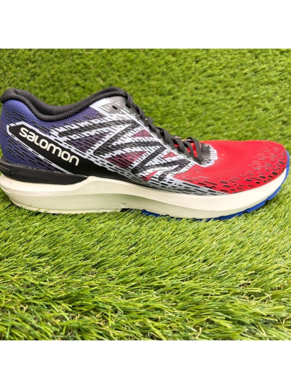 Salomon Sonic 5 Mens Size 11 Red Blue Black Balance Trail Running Shoes Sneakers